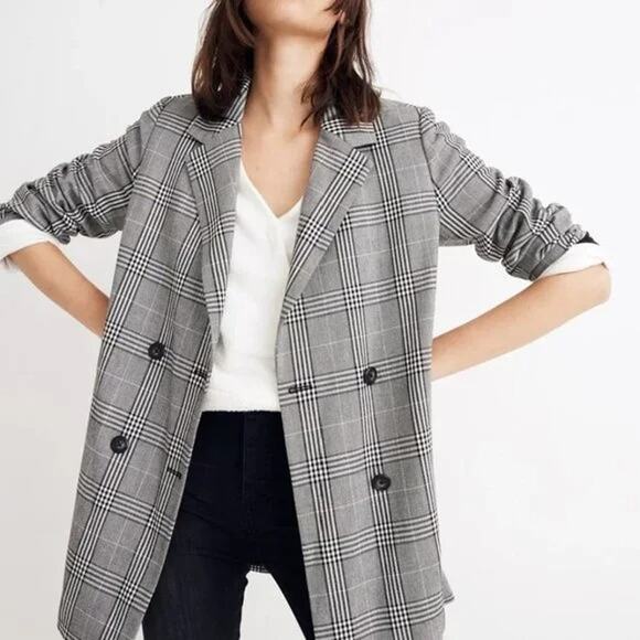 Madewell Jackets & Blazers - [Madewell] Caldwell Oversized Menswear Plaid Double Breasted Blazer Jacket Sz XL
